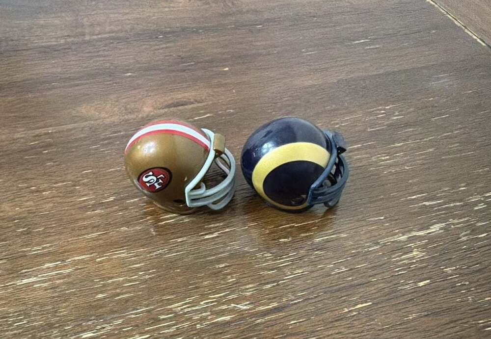 Set of 2 NFL Pocket Pro Mini Football Helmets - 49ers and Rams